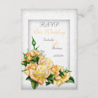 Invitación Ramo de rosas amarillas impresionantes RSVP boda