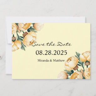 Invitación Ramo de rosas amarillas mantequilla Save the Date