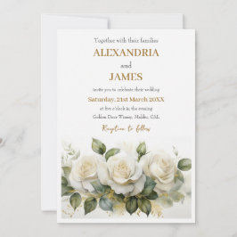 Invitación Ramo de rosas blancas de boda