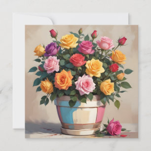 Invitación Ramo de rosas coloridas