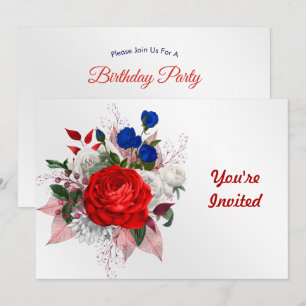 Invitación Ramo de Rosas Patrióticas Cumpleaños