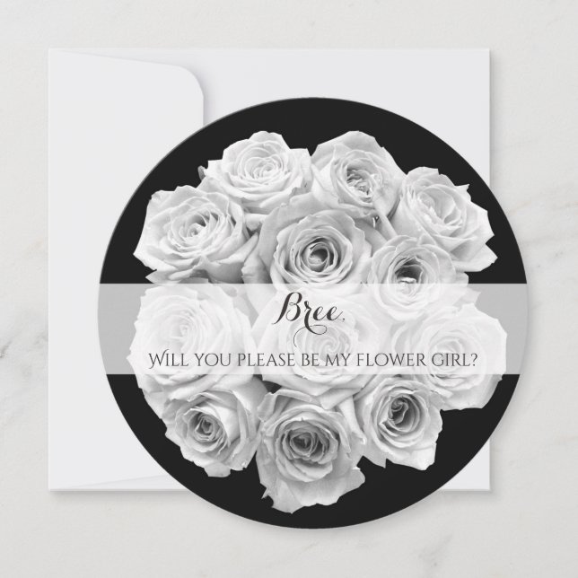 Invitación Ramo de rosas ¿Quieres ser mi dama de flores Poema (Anverso)