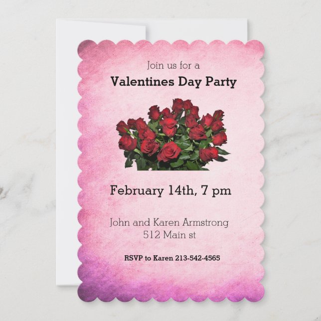 Invitación Ramo de rosas rojas (Anverso)