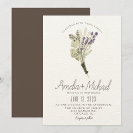 Invitación Ramo Ecológico de Acuarela de Lavanda para Boda