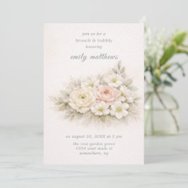 Invitación Ramo Editorial Floral Brunch y Burbujeante