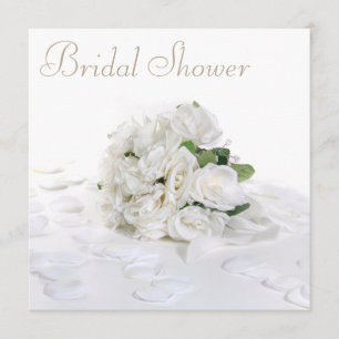 Invitación Ramo elegante de los rosas blancos y ducha nupcial