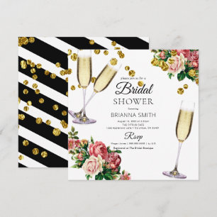 Invitación Ramo elegante y ducha de oro de novia