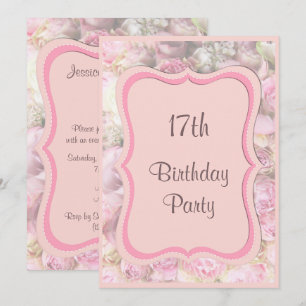 Invitación Ramo Elegante y Romántico en Marco para 17 Cumplea