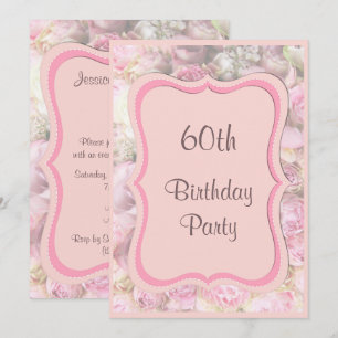 Invitación Ramo Enmarcado Elegante y Romántico Cumpleaños 60