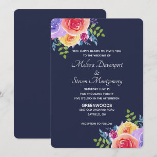 Invitación Ramo Floral Acuarela para Boda Moderna