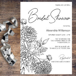 Invitación Ramo Floral Blanco Minimalista para Despedida de S