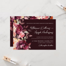 Ramo Floral Burgundy Caligrafía Guion Boda