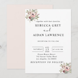 Invitación ramo floral de acuarela rústica