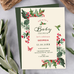 Invitación Ramo floral de bayas para baby shower