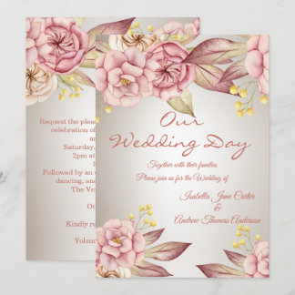 Invitación Ramo Floral de Flor de Melocotón Rosa de Boda
