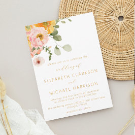 Invitación Ramo floral de jardín de color rosa melocotón amar