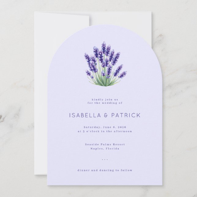 Invitación Ramo Floral de Lavanda Elegante (Anverso)