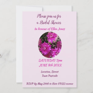Invitación Ramo Floral de Novia con Flores Rosadas