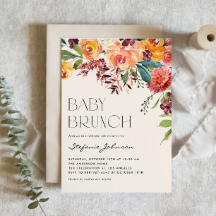 Invitación Ramo Floral de Otoño Vintage en Acuarela para Brun