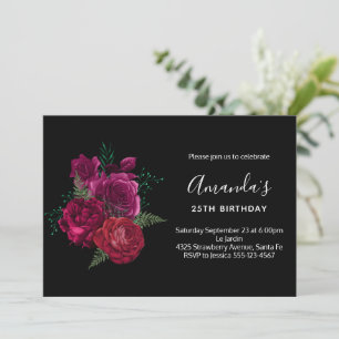Invitación Ramo floral de rosa magenta elegante cumpleaños