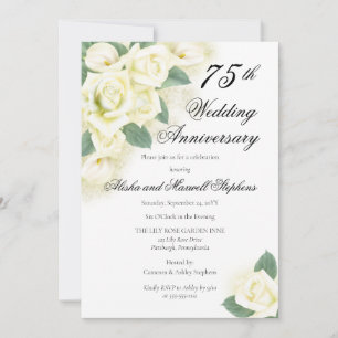Invitación Ramo Floral de Rosas Aniversario de Bodas de 75 añ