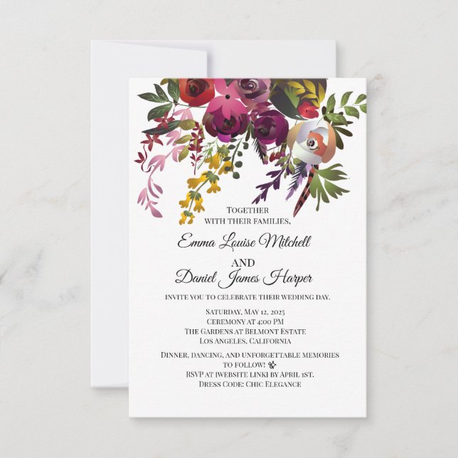 Invitación Ramo Floral Elegante (Anverso)