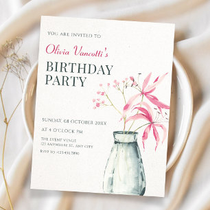 Invitación Ramo floral minimalista estético cumpleaños