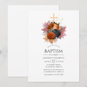 Invitación Ramo Floral Otoño Vintage Bautizo