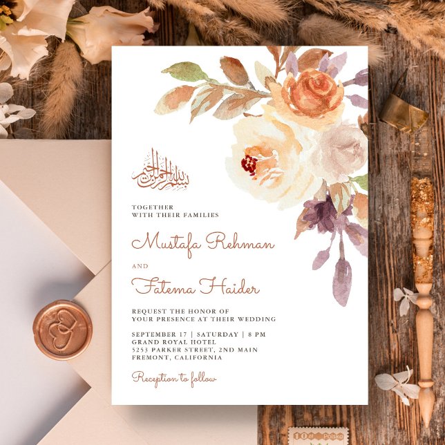 Invitación Ramo Floral Terroso Rústico Boda Islámica (Subido por el creador)
