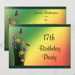 Invitación Ramo Floral y Mariposas Cumpleaños 17