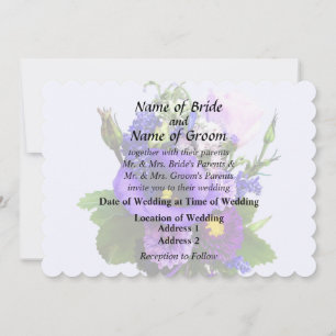 Invitación Ramo Morado Con Lirios Y Suministros De Delphinium