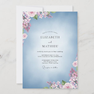 Invitación Ramo pastel azur Eucalipto Boda