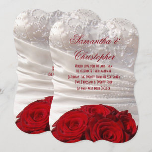 Invitación Ramo rojo de rosa y boda de vestir