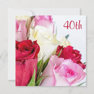 Invitación Ramo Romántico De Rosas Cumpleaños 40