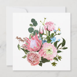 Invitación Ramo tropical con flores rosas.