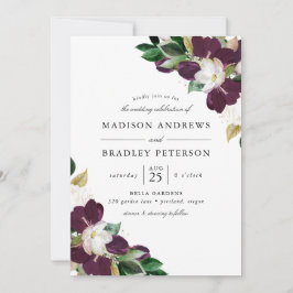 Invitación Ramos Florales de Ciruela Oscura | Boda