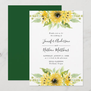 Invitación Ramos Florales de Girasoles en Acuarela Boda