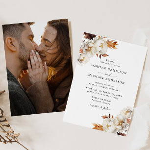 Invitación Ramos Florales Otoñales Rústicos Foto Boda