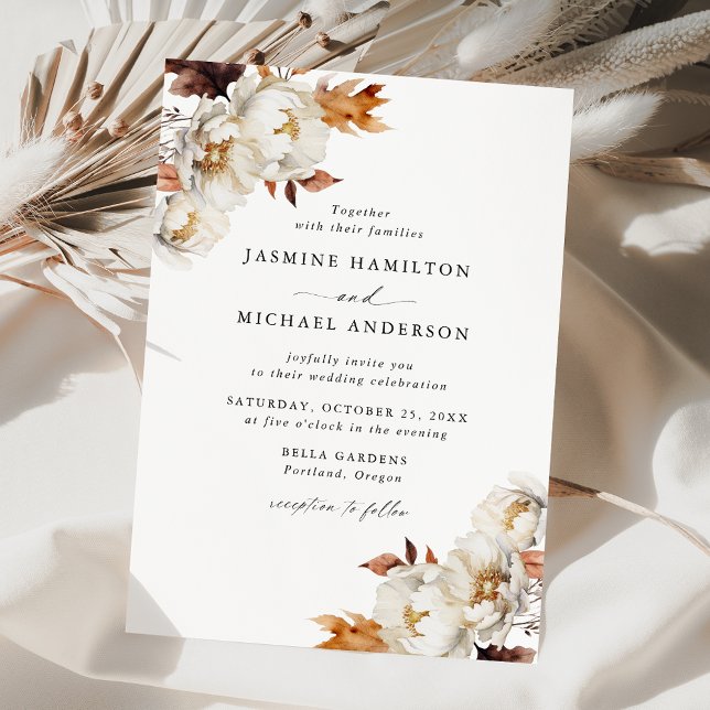 Invitación Ramos Florales Otoñales Rústicos para Bodas (Subido por el creador)