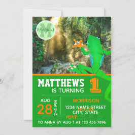 Invitación Rana 1 cumpleaños fiesta froggy vida silvestre tro