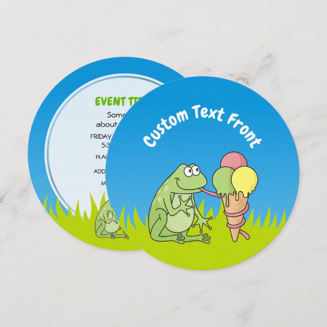 Invitación Rana con icecream (Anverso / Reverso)