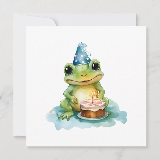 Invitación Rana cuta feliz cumpleaños (Anverso)