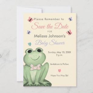 Invitación Rana de Crema Caprichosa para Baby Shower Save the