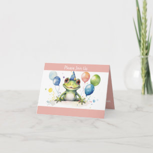 Invitación Rana de cumpleaños con globos