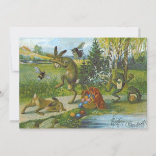 Invitación Rana de huevo de color canasta de conejo de Pascua