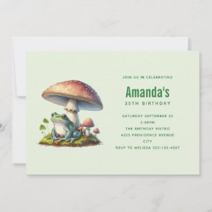 Invitación Rana debajo de un hongo Cumpleaños lindo de la nat