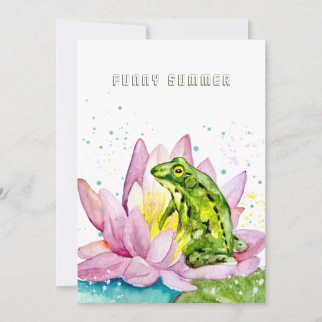 Invitación Rana divertida en un loto (Anverso)