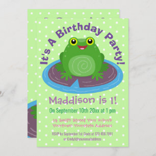 Invitación Rana dulce en ilustracion personalizado de almohad
