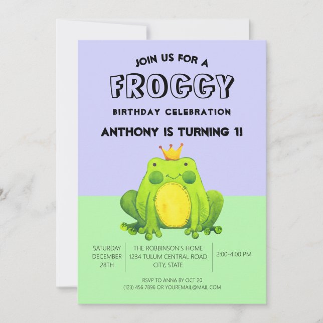 Invitación Rana moderna de Prince Purple Abstract (Anverso)