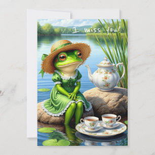 Invitación Rana triste en un gorra. ¡Te extraño!